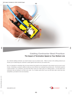Cabling Contractor Best Practice: The Impact of Termination Speed