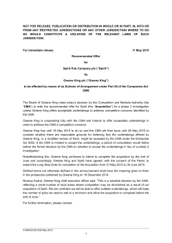 CMA decision and extension of long stop date â 11 May 2015