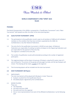 WORLD CHAMPIONSHIP 5-PINS âOPENâ 2015 RULES