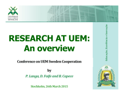 RESEARCH AT UEM: An overview