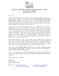 Triad Invitation to Apply Deadline: April 11, 2015