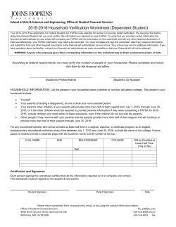 2015-2016 Household Verification Worksheet (Dependent Student)