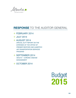 Response to the Auditor General - Alberta Treasury Board and