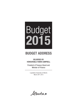 Alberta Budget 2015 - Alberta Treasury Board and Finance