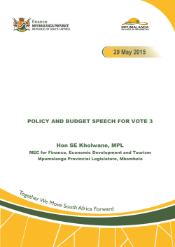Policy and Budget Speech 2015/2016
