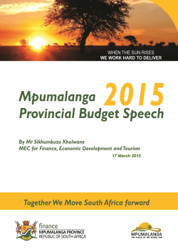 Provincial Budget speech 2015/2016