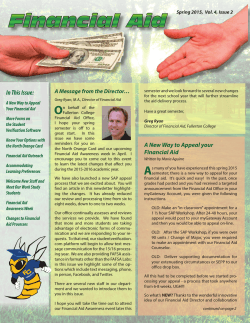 Spring 2015 Newsletter - Financial Aid