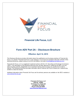 Financial Life Focus, LLC Form ADV Part 2A â Disclosure Brochure