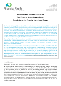 Response to Recommendations in the Final Financial System