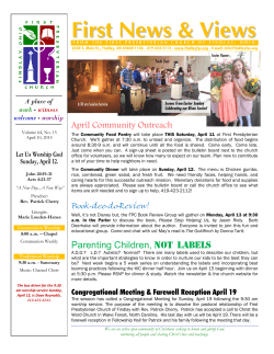 Newsletter 4/10/2015 - First Presbyterian Church, Findlay, Ohio
