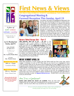 Congregational Meeting & Farewell Reception This Sunday, April 19