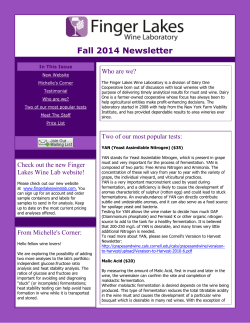 Fall 2014 Newsletter - Finger Lakes Wine Lab
