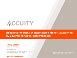 Reducing the Risks of Trade Based Money Laundering by