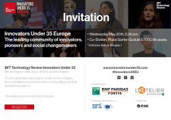 Invitation Innovators Under 35 Belgium