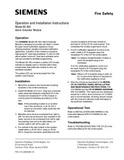 Operation and Installation Instructions Fire Safety