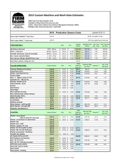 2015 Custom Machine Work Costs - Farm Information Resource