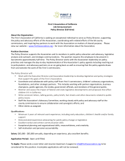 First 5 Association of California Job Announcement Policy Director (full