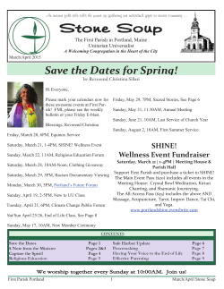 Save the Dates for Spring! - The First Parish Unitarian Universalist