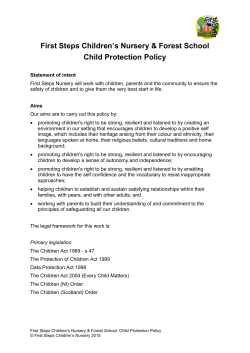 First Steps Children`s Nursery & Forest School Child Protection Policy