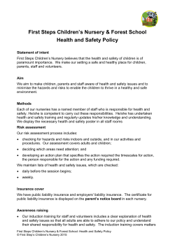 Health and safety policy - First Steps Children`s Nursery