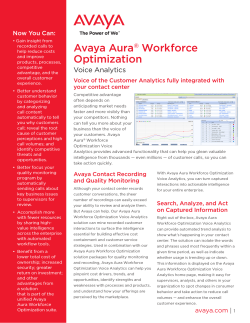 Avaya AuraÂ® Workforce Optimization