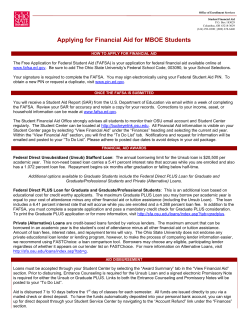 Financial Aid Fact Sheet for MBOE Students