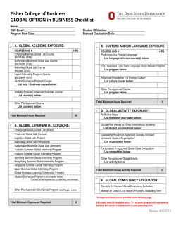 Fisher College of Business GLOBAL OPTION in BUSINESS Checklist