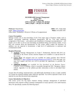 View Course Syllabus - Fisher College of Business