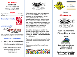 6th Annual Golf Tournament Friday, May 8, 2015