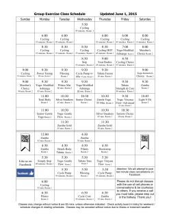 Group Exercise Class Schedule Updated June 1