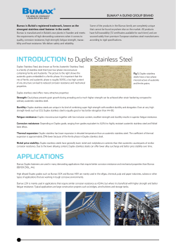 INTRODUCTION to Duplex Stainless Steel APPLICATIONS