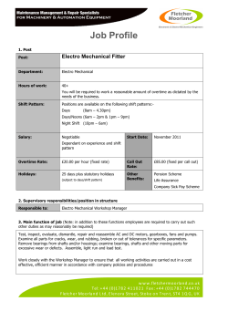 Electro Mechanical Fitter Job Specification