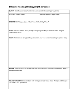 Effective Reading Strategy: SQ4R template