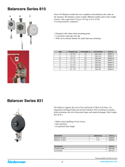Balancers Series 810 Balancer Series 831