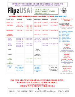 summer class schedule 2015