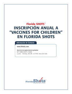 InscripciÃ³n Anual a âVaccines for Childrenâ en Florida SHOTS