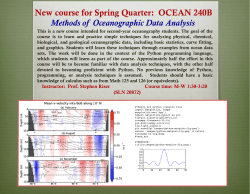 New course for Spring Quarter: OCEAN 240B Methods of