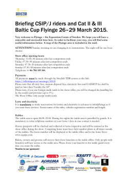 Briefing CSIP/J riders and Cat II & III Baltic Cup Flyinge 26â29 March