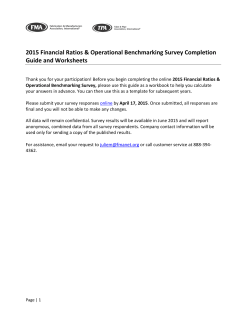 2015 Financial Ratios & Operational Benchmarking Survey