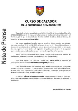 Nota de Prensa - FederaciÃ³n MadrileÃ±a de Caza