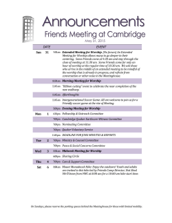 Announcements - Friends Meeting at Cambridge