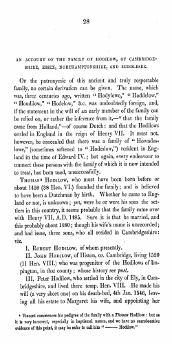 AN ACCOUNT OF THE FAMILY OF HODILOW, OF CAMBRIDGE