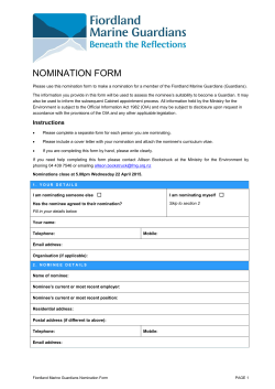 Fiordland Marine Guardians Nomination Form