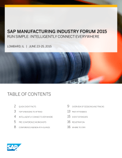 SAP MANUFACTURING INDUSTRY FORUM 2015 TABLE OF CONTENTS