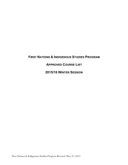 2015/16 WINTER SESSION - First Nations and Indigenous Studies