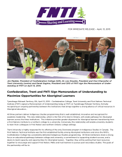 Confederation, Trent and FNTI Sign Memorandum of Understanding