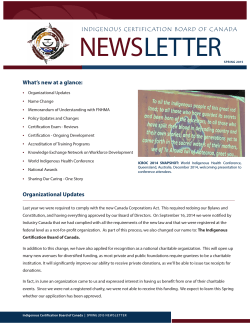 ICBOC_Newsletter_Spring_2015 - First Nations Wellness and