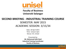 second briefing - industrial training course semester: may 2015