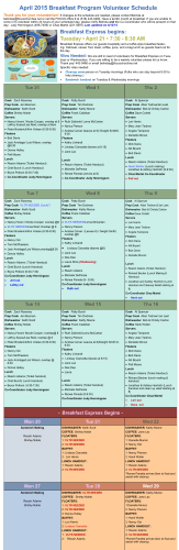 April 2015 Breakfast Program Volunteer Schedule