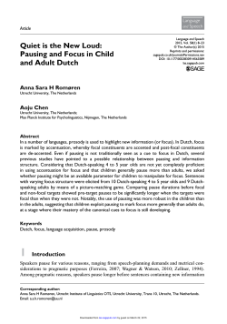 Quiet is the New Loud: Pausing and Focus in Child and Adult Dutch